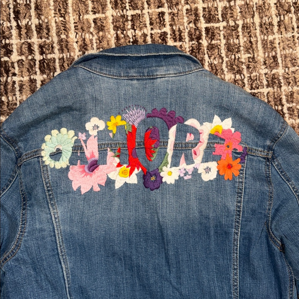 Anthropology Pilcro Amore Embroidered Denim‎ Love Jacket - Picture 6 of 9